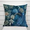 MangGou Bird Floral Peacock Euro Sham Pillow Covers Chinoiserie Pillow Case Asian Animal Throw Pillow Navy Blue Cushion Cover 24x24in Decorative Pillowcase Home Decor for Sofa Living Room Bedroom view 3