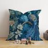 MangGou Bird Floral Peacock Euro Sham Pillow Covers Chinoiserie Pillow Case Asian Animal Throw Pillow Navy Blue Cushion Cover 24x24in Decorative Pillowcase Home Decor for Sofa Living Room Bedroom view 4