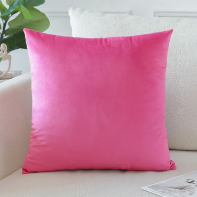 Artscope Luxury Velvet Pillow Covers Decorative Square Pillowcases Soft Solid Cushion Cases for Couch Sofa Bedroom Home Decor 24x24 Inch Hot Pink