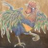 COSMOS GALLERY Handmade Wall Art Dye the Crest Red/Animals Art, Drawing by Colored Pencil and Pen/No Frame view 1