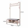 ELZEM Coat Rack Freestanding,Entryway Bench with Coat Rack Coat Hanger Stand with Storage and Hooks Hall Tree with Bench and Shoe Storage with 8 Double Hooks Steel Frame B view 2