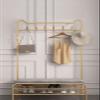 ELZEM Coat Rack Freestanding,Entryway Bench with Coat Rack Coat Hanger Stand with Storage and Hooks Hall Tree with Bench and Shoe Storage with 8 Double Hooks Steel Frame B view 3