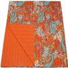 Indian Handmade Pure Cotton Paisley Print Kantha Quilt,Traditional Design Bed Spread, Bed Cover Bedding,Throw Blanket,Village Art (Orange, Twin Size 60" x 90") view 3