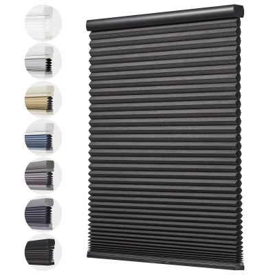 Toanture Custom Cordless Cellular Blinds, Easy to Install Blackout Honeycomb Window Blinds for Shades, Thermal Insulated 1.8" Single Cell Honeycomb Blinds for Bedroom, Office(Black,45.5" W x 60" H)