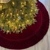 Starry Dynamo 72-Inch Ruffled Velvet Christmas Tree Skirt with Foam Padding, Nylon Backing and Lace-Up Tie Closure, Burgundy view 1