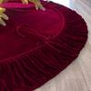 Starry Dynamo 72-Inch Ruffled Velvet Christmas Tree Skirt with Foam Padding, Nylon Backing and Lace-Up Tie Closure, Burgundy view 3