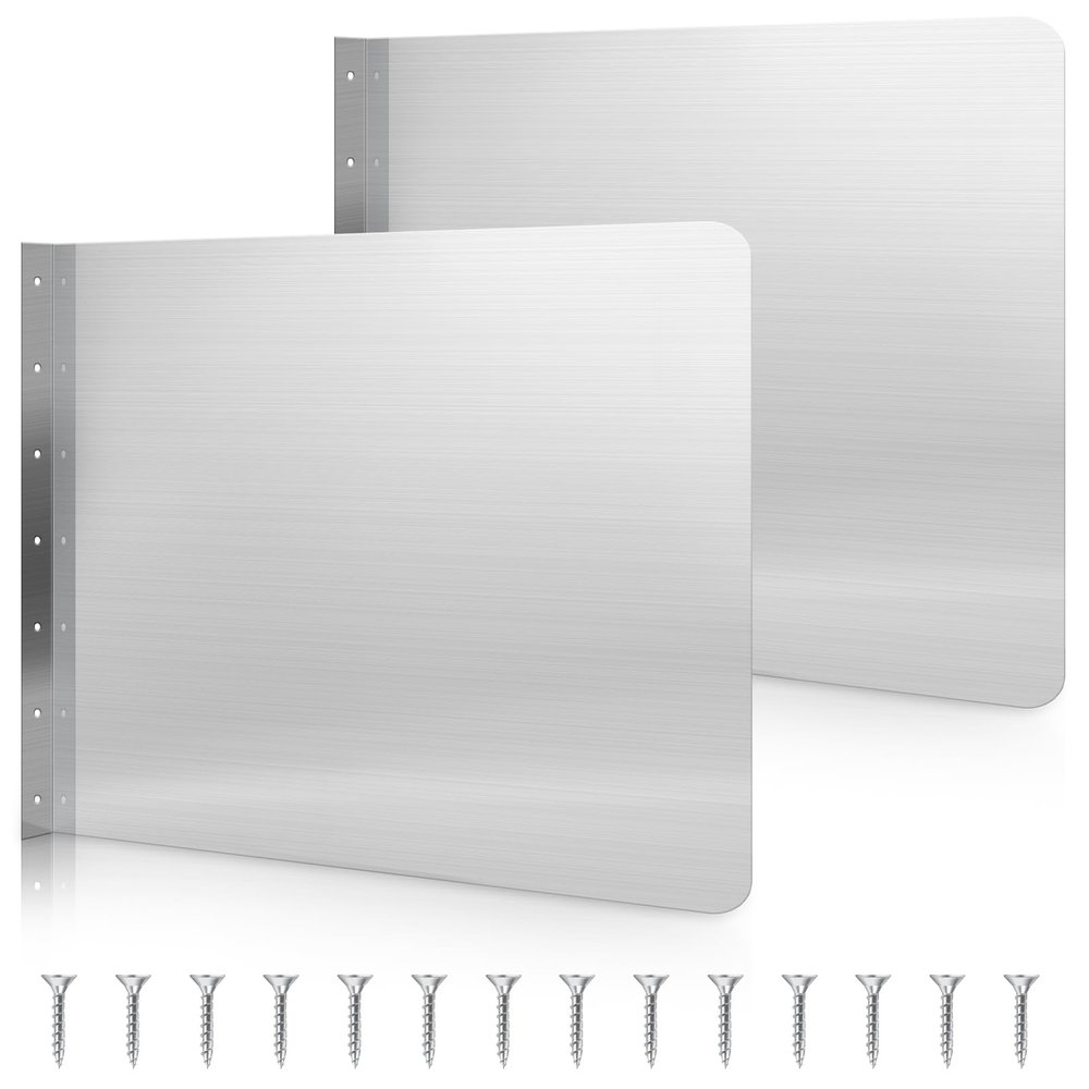 Therwen 2 Pcs Stainless Steel Side Splash Guard for Sink 26 x 20 Inch Wall Mount Guard with Screws Commercial Restaurant Hand Sink and Compartment Prep Sink Kitchen Sink Splash Protector Supply