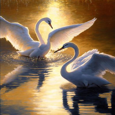 Lake White Swan Poster PrintHoliday Decoration Gifts Or Wall Decor Caf Decor Vintage Artwork Frameless Oil Paintings On Canvas(18X24Inch)