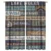 Rustic Camping Rules Curtain Trailer Cabin Camper Travel on Teal Wooden Board Country Farmhouse for Children Room Bedroom Curtains Window Drapes 2 Panels 42x54 Inch view 1