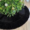 Starry Dynamo 84-Inch Ruffled Velvet Christmas Tree Skirt with Foam Padding, Nylon Backing and Lace-Up Tie Closure, Black view 1