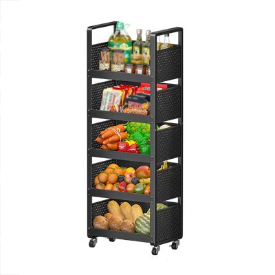 AoForce Metal Cart on Wheels Organizer, Metal Material, Large-Capacity Safe Storage, with Universal Wheels, Easy to Move, Stable and Durable Kitchen Trolley (Size : 5 Layer, Color : 43cm)