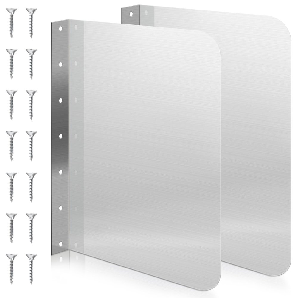 Therwen 2 Pcs Stainless Steel Side Splash Guard for Sink 15 x 20 Inch Wall Mount Guard with Screws Commercial Restaurant Hand Sink and Compartment Prep Sink Kitchen Sink Splash Protector Supply