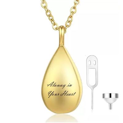 MUUYON 14K Gold Drop Urn Necklace for Ashes, 10K/14K/18K Gold Drop Urn Necklace Custom Any Name Personalized Cremation Luxury Jewelry Drop Urn Keepsake Necklace Gift for Women Mom Grandma Her