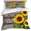 California King Duvet Cover Set Thankful Grateful Blessed Farm Sunflower and Wooden Board Comforter Cover Set Zipper Closure Bedding Set with 1 Duvet Cover and 2 Pillow Shams for Women and Men view 1