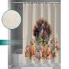 Autumn Turkey Shower Curtain Set with Hook 66"x72",Washable Cloth Polyester Fabric Shower+Curtain,Waterproof Bath Curtains for Bathroom,Bathtubs Accessories Maple Leaves Seasonal Harvest Pumpkins view 3
