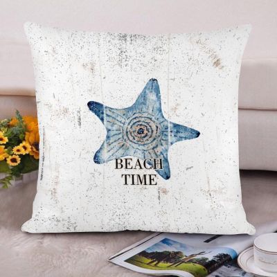 Farmhouse Pillow Covers 16x16in Beach Time Starfish Canvas Throw Pillow Covers Decorative Home Decor Square Cushion Cases Accent Pillows for Couch Sofa Living Room