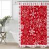 Christmas Shower Curtain Set with Hook 60"x72",Washable Cloth Polyester Fabric Shower+Curtain,Waterproof Bath Curtains for Bathroom,Bathtubs Decor Accessories Red Merry Xmas Snowflake Winter Holiday view 1