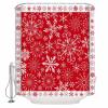 Christmas Shower Curtain Set with Hook 60"x72",Washable Cloth Polyester Fabric Shower+Curtain,Waterproof Bath Curtains for Bathroom,Bathtubs Decor Accessories Red Merry Xmas Snowflake Winter Holiday view 2