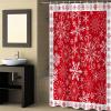 Christmas Shower Curtain Set with Hook 60"x72",Washable Cloth Polyester Fabric Shower+Curtain,Waterproof Bath Curtains for Bathroom,Bathtubs Decor Accessories Red Merry Xmas Snowflake Winter Holiday view 4