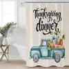 Thanksgiving Truck Shower Curtain Set with Hook 60"x72",Washable Cloth Polyester Fabric Shower+Curtain,Waterproof Bath Curtains for Bathroom,Bathtubs Accessories Fall Harvest Pumpkin Eucalyptus Barrel view 1