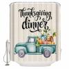 Thanksgiving Truck Shower Curtain Set with Hook 60"x72",Washable Cloth Polyester Fabric Shower+Curtain,Waterproof Bath Curtains for Bathroom,Bathtubs Accessories Fall Harvest Pumpkin Eucalyptus Barrel view 2