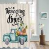 Thanksgiving Truck Shower Curtain Set with Hook 60"x72",Washable Cloth Polyester Fabric Shower+Curtain,Waterproof Bath Curtains for Bathroom,Bathtubs Accessories Fall Harvest Pumpkin Eucalyptus Barrel view 3
