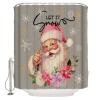Christmas Shower Curtain Set with Hook 72"x96",Washable Cloth Polyester Fabric Shower+Curtain,Waterproof Bath Curtains for Bathroom Accessories Santa Claus Winter Snowflakes Flower Grey Pink Gold view 1