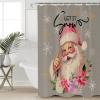 Christmas Shower Curtain Set with Hook 72"x96",Washable Cloth Polyester Fabric Shower+Curtain,Waterproof Bath Curtains for Bathroom Accessories Santa Claus Winter Snowflakes Flower Grey Pink Gold view 4