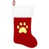 Eoocan 20 Inches Monogram Christmas Stockings Green Velvet with White Super Soft Plush Cuff Embroidered Pets Paw Xmas Stocking Classic Personalized Stocking Decoration for Family Holiday Season Decor view 1