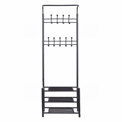ELZEM Coat Rack, Hall Tree with Shoe Bench for Entryway,Entryway Coat Rack Shoe Bench, Entryway Bench with Shoe Storage, Black