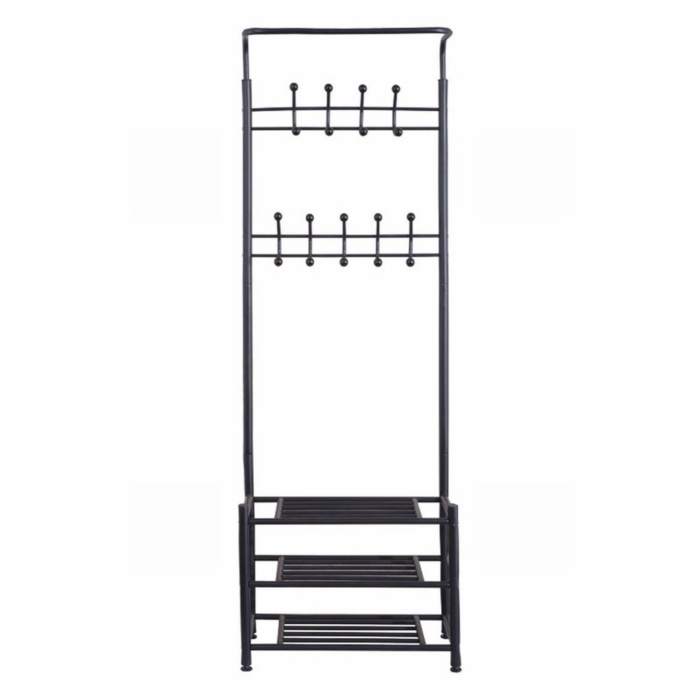 ELZEM Coat Rack, Hall Tree with Shoe Bench for Entryway,Entryway Coat Rack Shoe Bench, Entryway Bench with Shoe Storage, Black