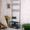 ELZEM Coat Rack, Hall Tree with Shoe Bench for Entryway,Entryway Coat Rack Shoe Bench, Entryway Bench with Shoe Storage, Black view 4