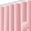 Dynamene Pink Fabric Shower Curtain - Waffle Weave Textured Heavy Duty Cloth Shower Curtains for Bathroom, 256GSM Hotel Luxury Weighted Bath Curtain Set with 12 Hooks,72x72, Pink view 1