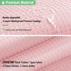 Dynamene Pink Fabric Shower Curtain - Waffle Weave Textured Heavy Duty Cloth Shower Curtains for Bathroom, 256GSM Hotel Luxury Weighted Bath Curtain Set with 12 Hooks,72x72, Pink view 3