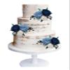3PC Navy Dusty Blue & White Wedding Cake Flowers made of Sola Wood, Reusable Wooden DIY Cake Flowers, Graduation Cake Decor, Blue Cake Topper view 1