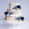 3PC Navy Dusty Blue & White Wedding Cake Flowers made of Sola Wood, Reusable Wooden DIY Cake Flowers, Graduation Cake Decor, Blue Cake Topper view 2