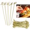 200 Ct Bamboo Knot Picks Skewer Kebab 7" Natural Wooden Cocktail Fruit Appetizer Drinks Olive Fruit Pick Sandwich Shish Kebab Mini Stick Wood Server Charcuterie Garnish Hors d'oeuvres Holder Eating view 4