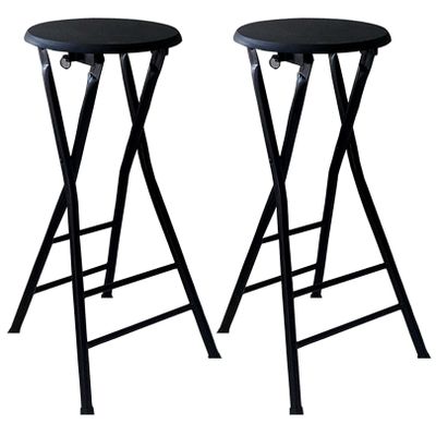 Pealihuy 28 inch Folding Bar Stool Chair Set of 2 (Black,White), Folded Height:37.4", Round Breakfast Kitchen High Chair, Modern Counter Height Bar Stools (Color : A)