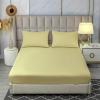 FCLDESHOP Fitted Bottom Sheet Queen,Comfortable Skin-Friendly Brushed Waterproof Mattress Cover, Solid Color Non-Slip Mattress Protector Cover,Light Yellow,180 * 200cm (71 X 79inch) view 1
