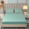 FCLDESHOP Bedding Fitted Sheets,Solid Color Brushed Waterproof and Breathable Bedding Sheets, Hotel Holiday Home Non-Slip Mattress Protector,Green,200 * 220cm (3pcs) view 1