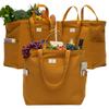 Nook Theory 3-Pack Reusable Grocery Bags - Heavy Duty, Large 12 Oz Cotton Canvas Reusable Shopping Bags With Pockets, 100% Cotton Cloth Grocery Totes, Foldable Multi Compartment (Caramel) view 1