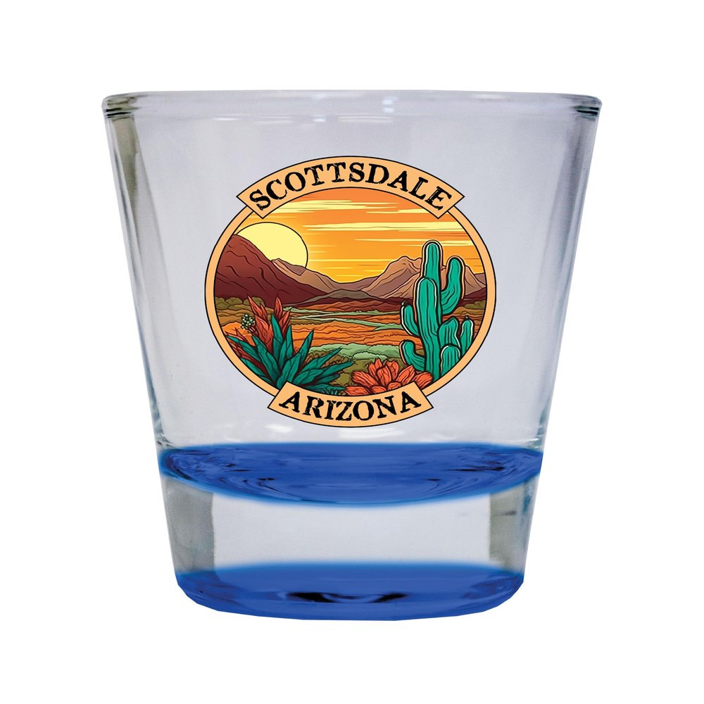 R and R Imports Scottsdale Arizona Design A Souvenir 1.5 Ounce Shot Glass Round Blue 2-Pack