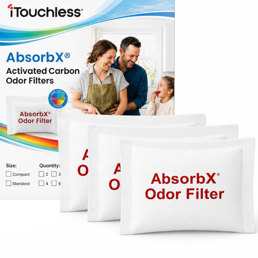 iTouchless Official AbsorbX Activated Carbon Trash Can Odor Filter 3-Pack
