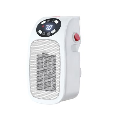 Aiwa Electric Outlet Ceramic Plug-In Space Heater with LCD Digital Screen, Adjustable Thermostat, 24 Hour Timer, Overheat Protection, up to 90F, 400 W, 180 Degree Rotation, ETL Certified (1, White)