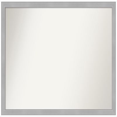 Amanti Art Silver Bathroom Mirror for Over Sink, 33x49 Custom Made Vista Brushed Nickel Narrow Rectangle Vanity Mirror, Oversize Casual Wood Frame, Hangs Horizonally and Vertically, Wall Decor