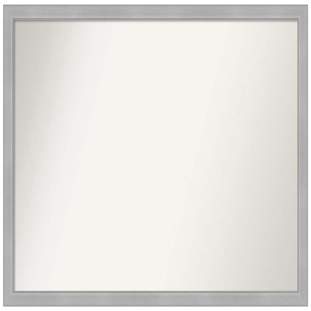 Amanti Art Silver Bathroom Mirror for Over Sink, 33x49 Custom Made Vista Brushed Nickel Narrow Rectangle Vanity Mirror, Oversize Casual Wood Frame, Hangs Horizonally and Vertically, Wall Decor
