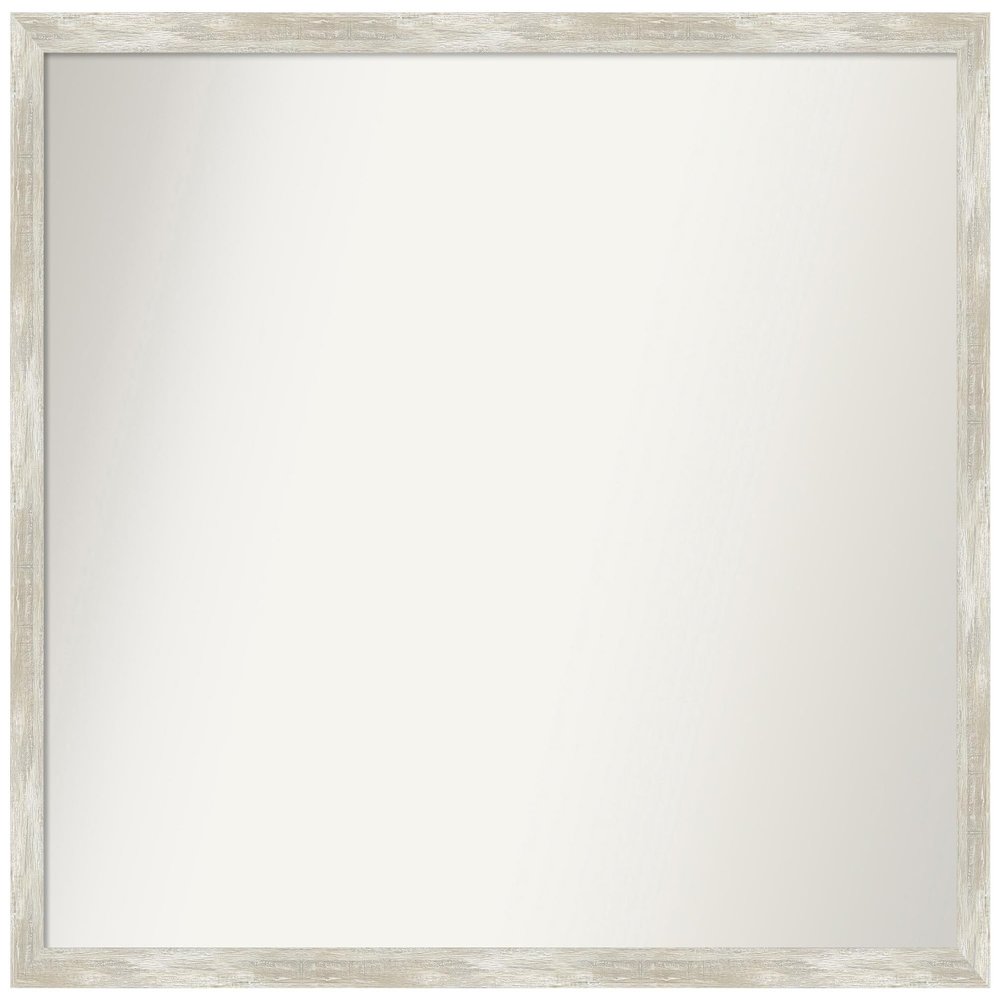 Amanti Art Silver Bathroom Mirror for Over Sink, 28x34 Custom Made Crackled Metallic Narrow Rectangle Vanity Mirror, Large Casual Wood Frame, Hangs Horizonally and Vertically, Wall Decor