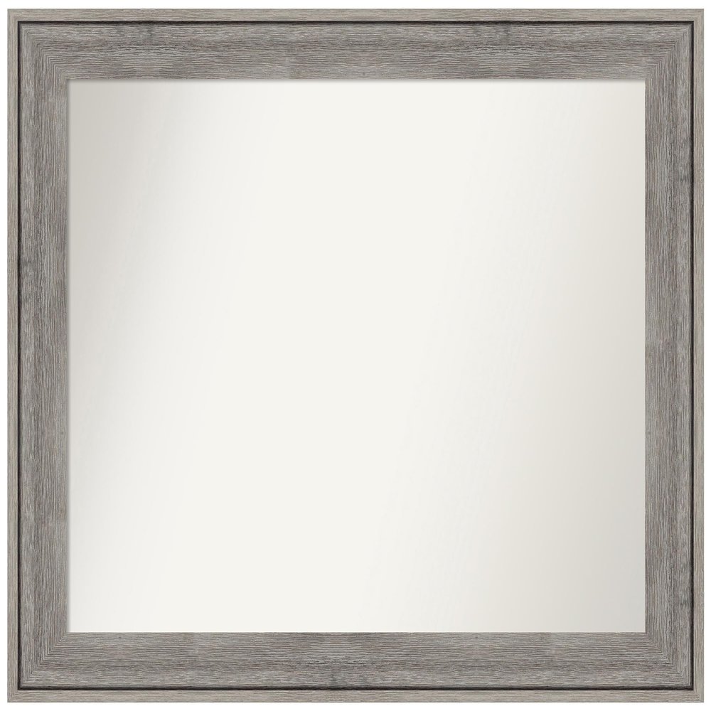 Amanti Art Grey Bathroom Mirror for Over Sink, 26x31 Custom Made Regis Barnwood Grey Rectangle Vanity Mirror, Medium Country Rustic Wood Frame, Hangs Horizonally and Vertically, Wall Decor