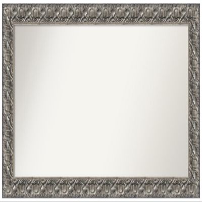 Amanti Art Silver Bathroom Mirror for Over Sink, 29x52 Custom Made Silver Luxor Rectangle Vanity Mirror, Oversize Traditional Wood Frame, Hangs Horizonally and Vertically, Wall Decor