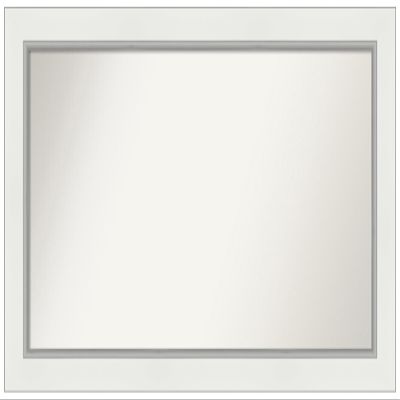 Amanti Art White Bathroom Mirror for Over Sink, 26x47 Custom Made Eva White Silver Rectangle Vanity Mirror, Oversize Modern Wood Frame, Hangs Horizonally and Vertically, Wall Decor
